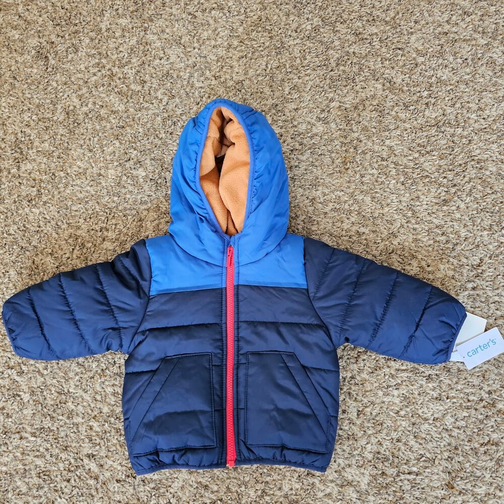 NWT Carters‎ 12m Boys Classic Color Block Puffer Coat